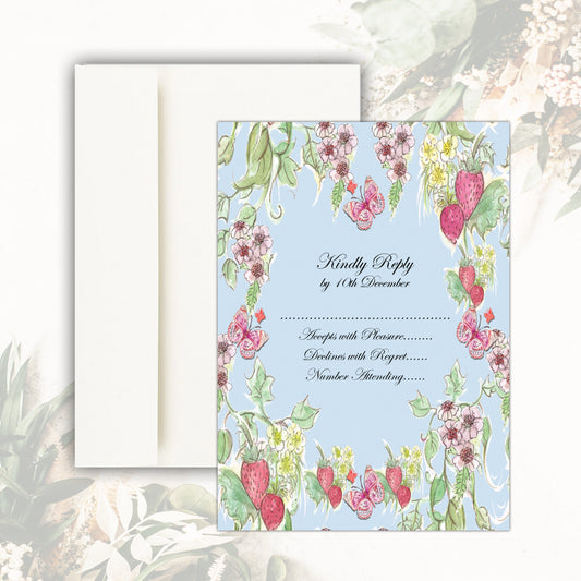Strawberries RSVP Card (Blue)