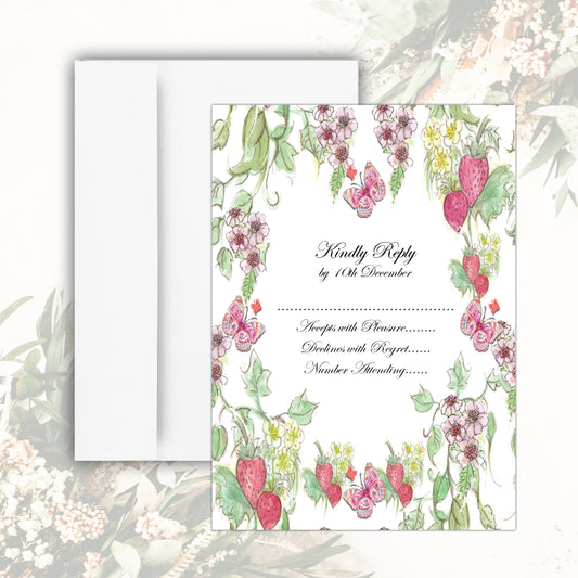 Strawberries RSVP Card (White)