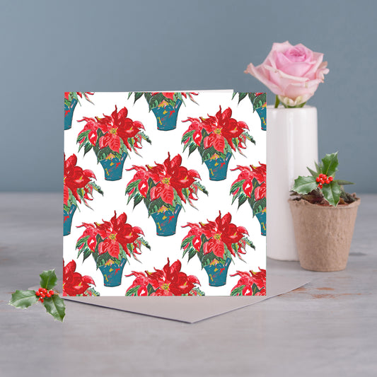 The Christmas Rose Patterned White Card - Pack of 6