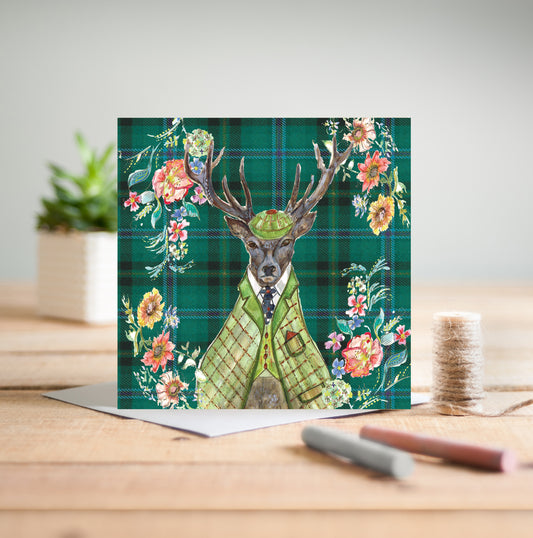 Tweed Stag Greetings Card - Pack of 6