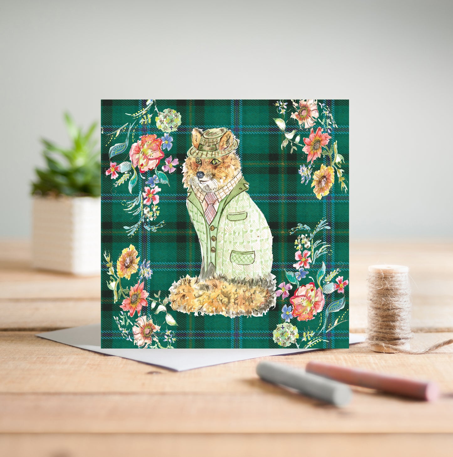 Tweed Fox Greetings Card - Pack of 6