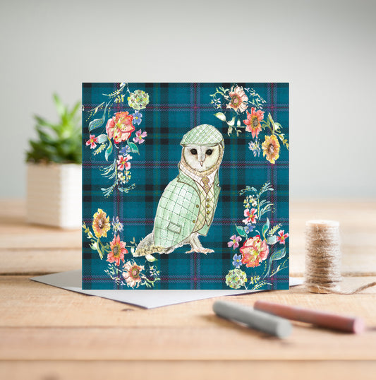Tweed Owl Greetings Card - Pack of 6