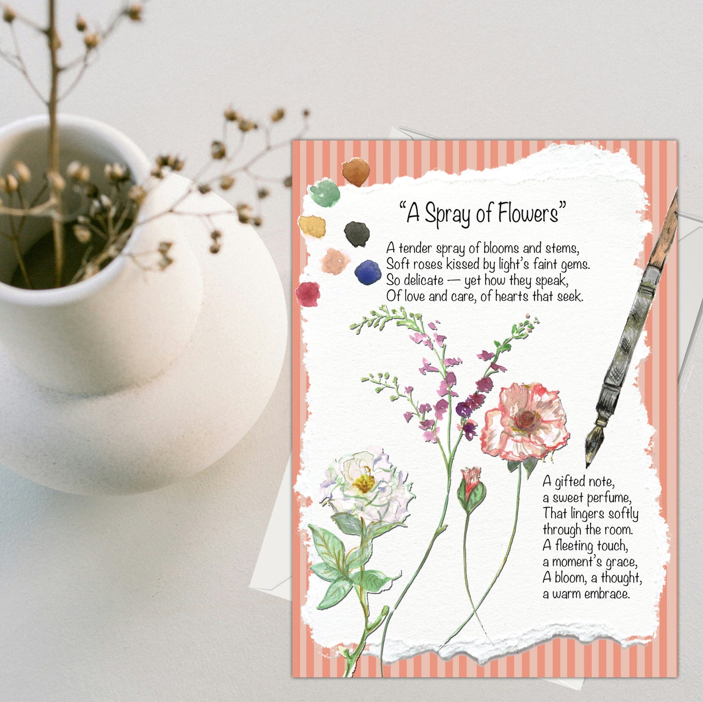 A Spray of Flowers Greeting Card - Pack of 6