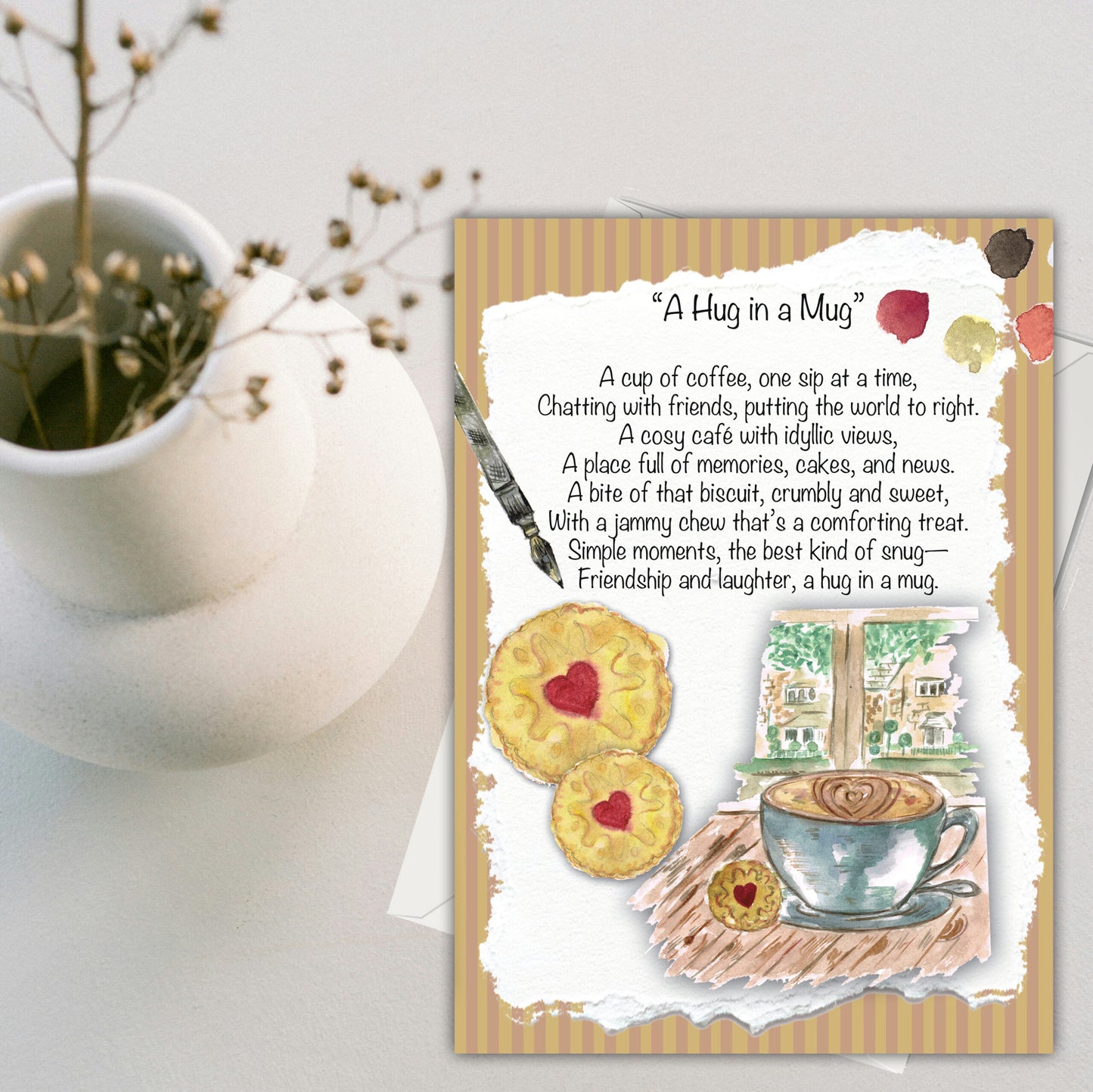 A Hug in a Mug Greeting Card - Pack of 6
