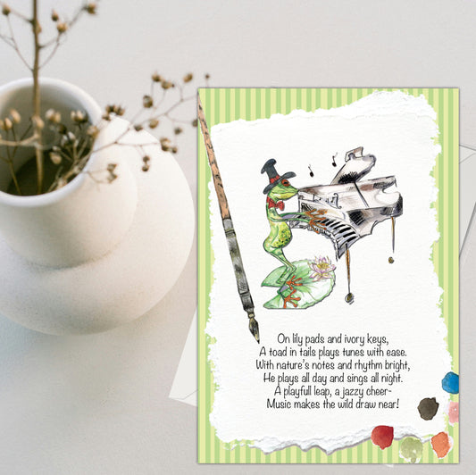 The Tuneful Frog Greeting Card - Pack of 6