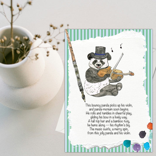 The Panda and his Violin Greeting Card - Pack of 6