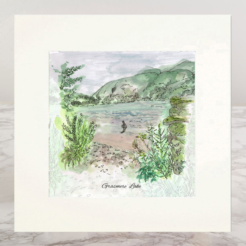 Grasmere Lake Mounted Print