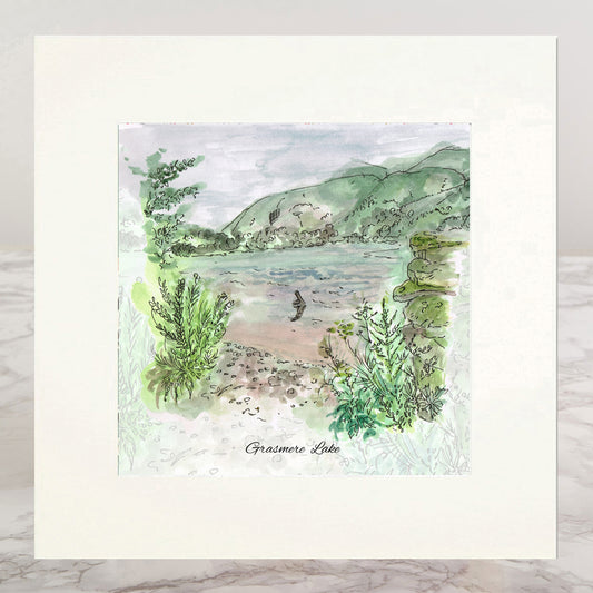 Grasmere Lake Mounted Print