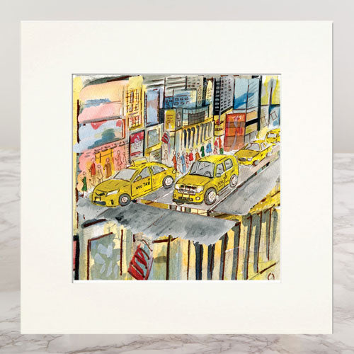 Yellow Cab Mounted Print