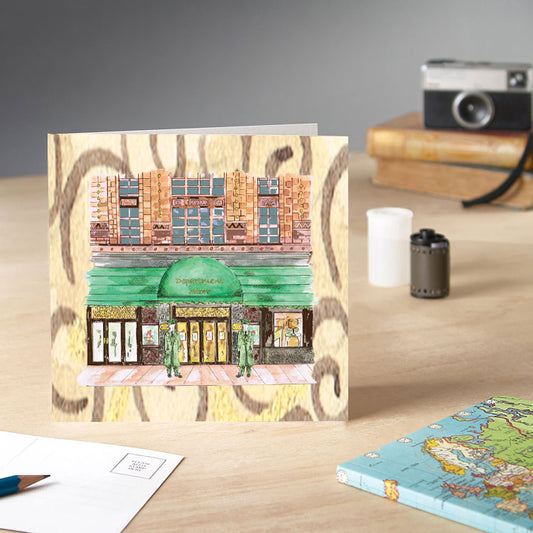 Harrods Shop inspired Window Greetings Card - Pack of 6