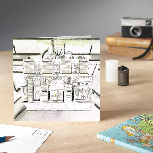 Couture Shop Window Greetings Card - Pack of 6