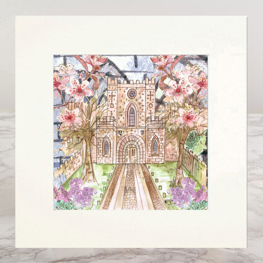 Durham Castle Spring Mounted Print