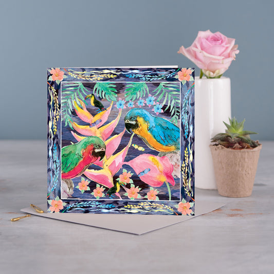 Parrots Greetings Card - Pack of 6