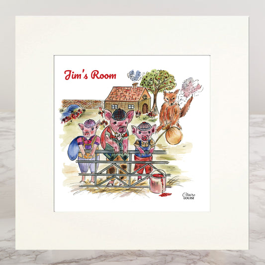 The Three Little Pigs Personalised Mounted Print