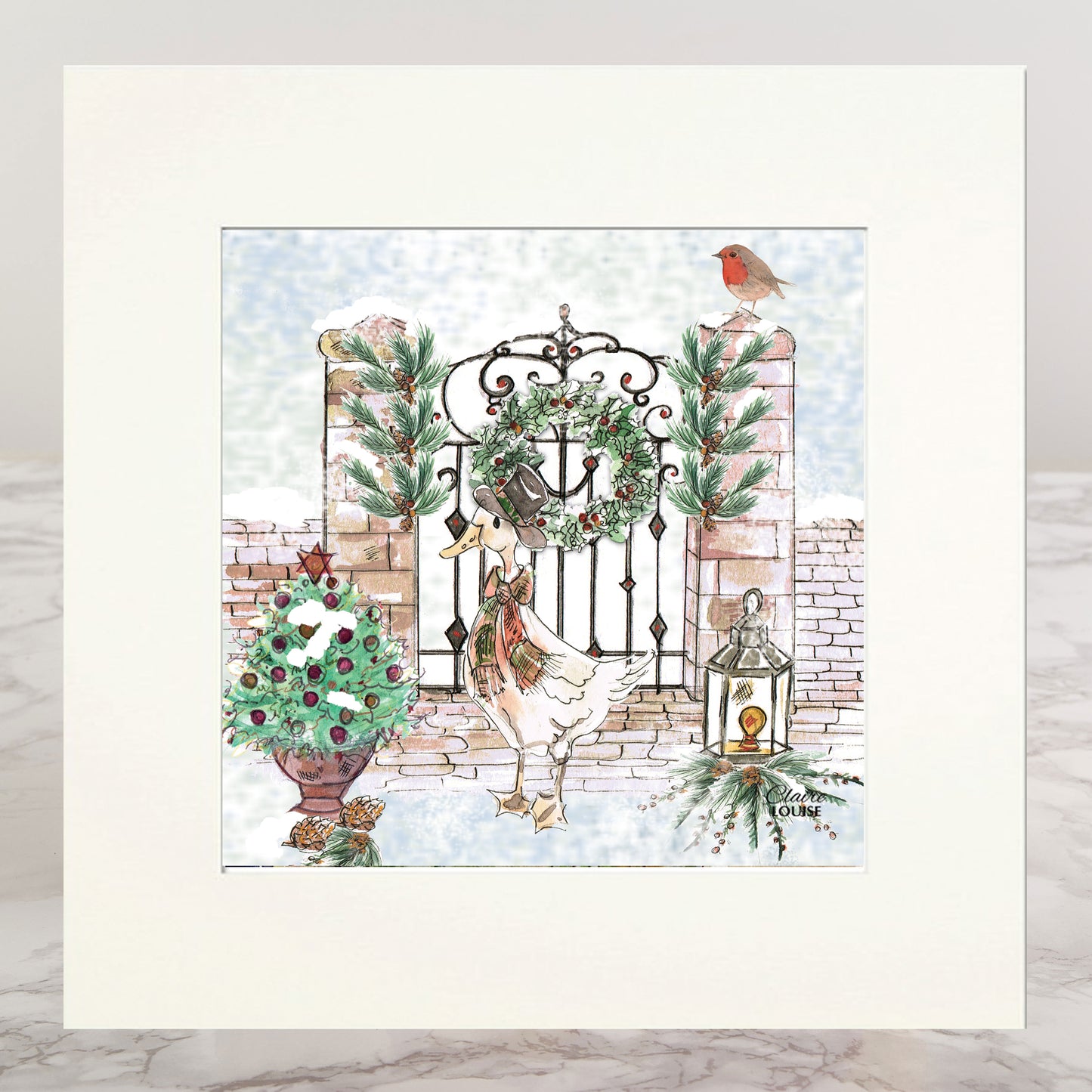 Christmas at the Garden Gate Mounted Print