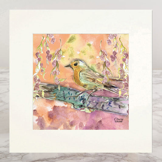 The Garden Robin Mounted Print