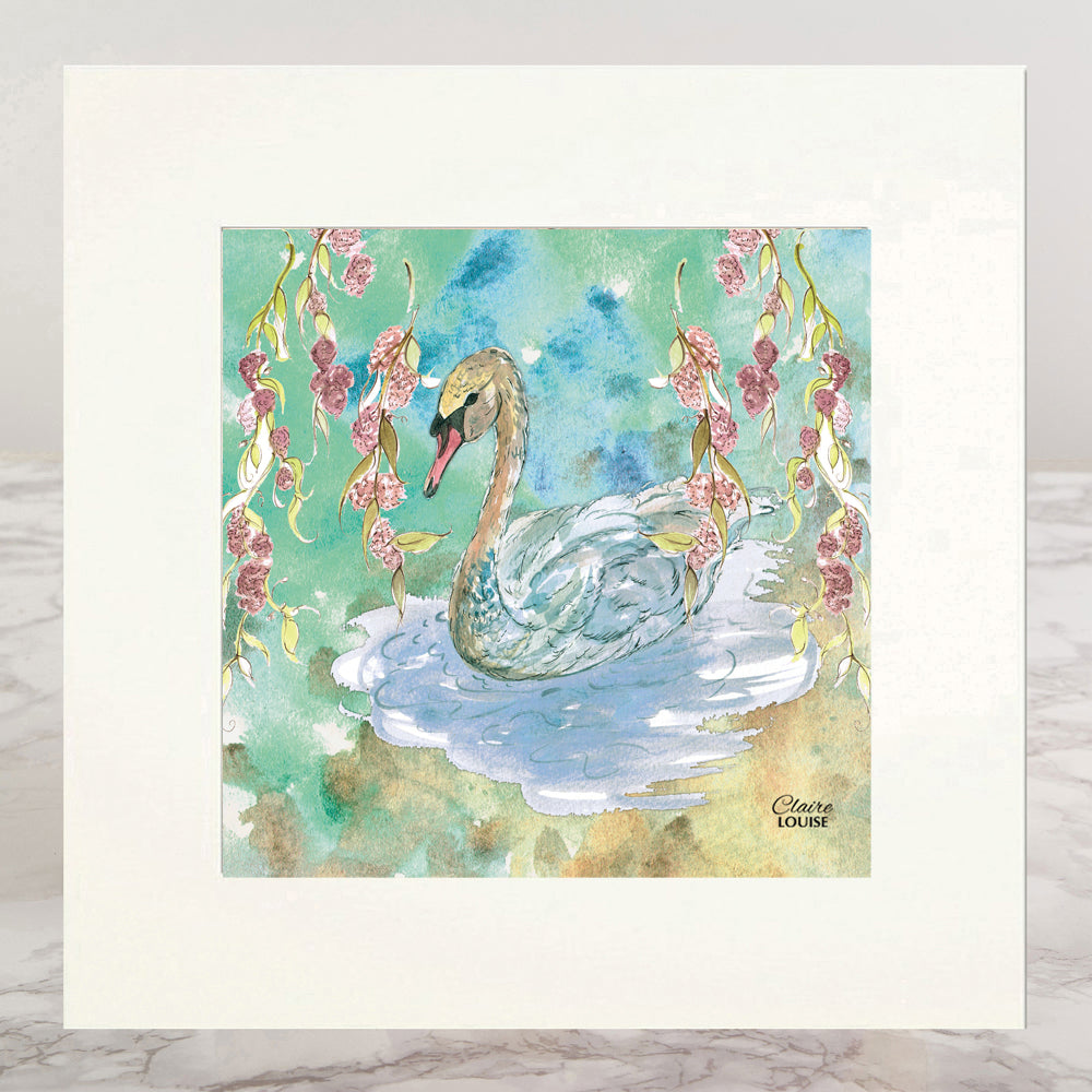 The Swan Garden Mounted Print