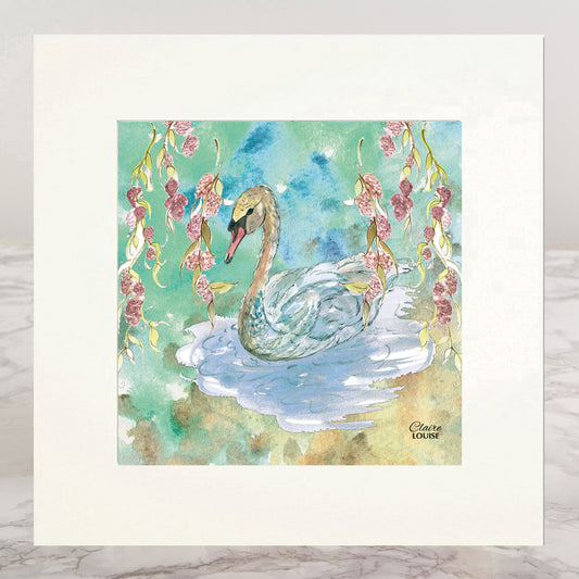 The Swan Garden Mounted Print