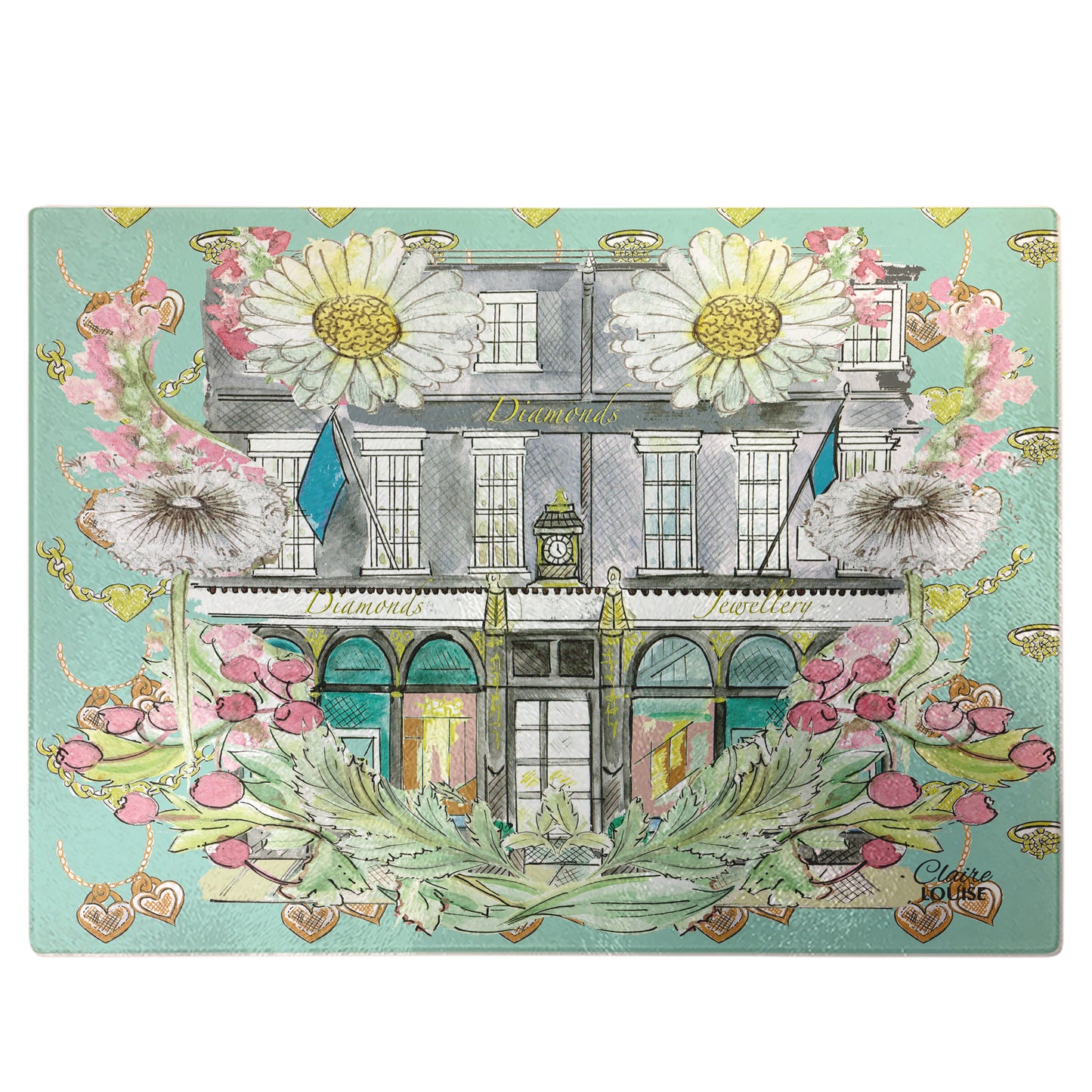 Tiffany In Full Bloom Glass Chopping Board