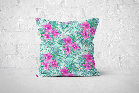 Tropical Hibiscus Cushion (Pink)