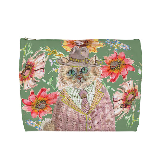 Cottage Floral Cat Cosmetic Bag