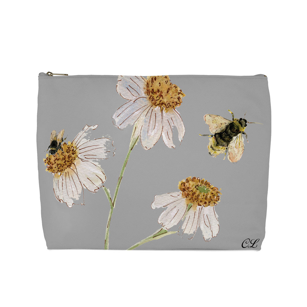 Daisies Grey Cosmetic Bag