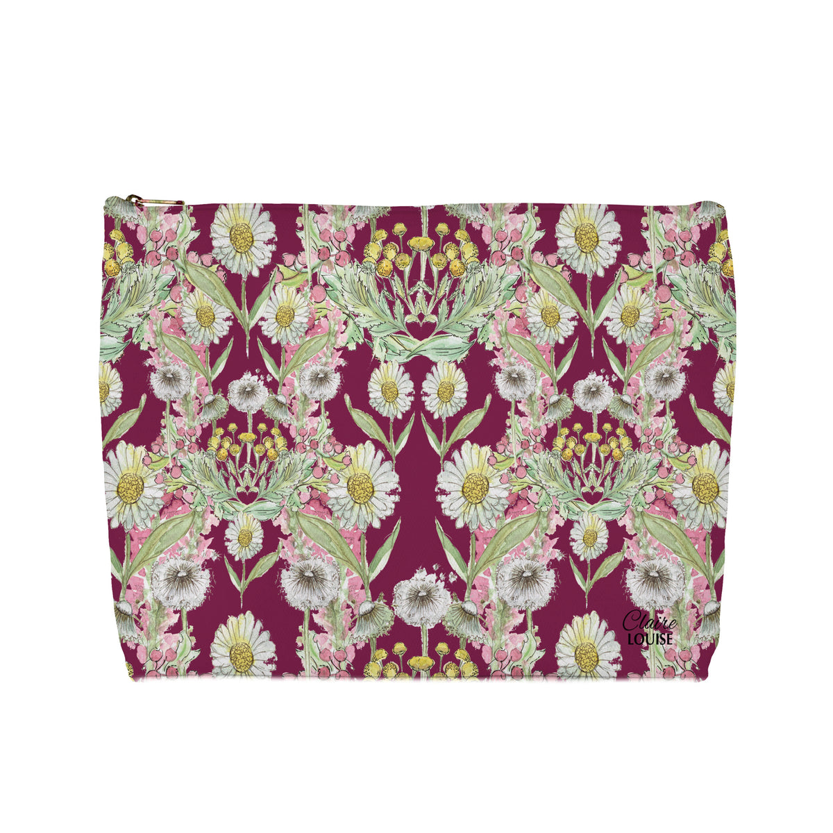 Deep Plum Garden Blooms Cosmetic Bag