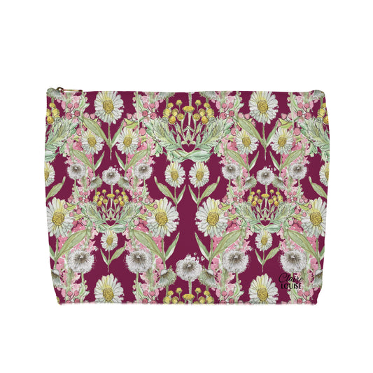 Deep Plum Garden Blooms Cosmetic Bag