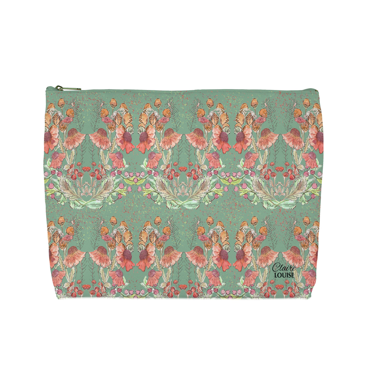 Peach Daisies Garden Blooms Cosmetic Bag