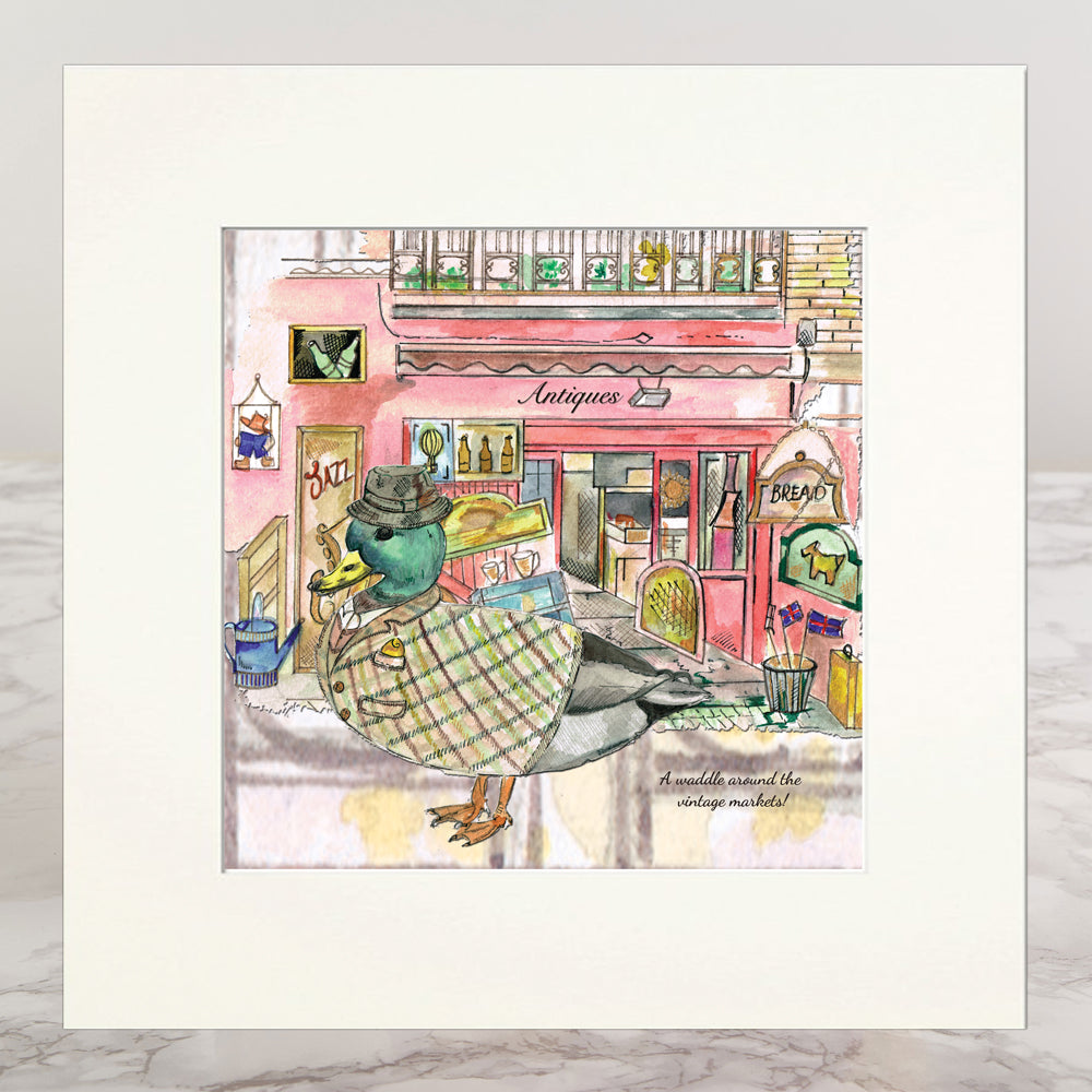 Duck In The City Mounted Print