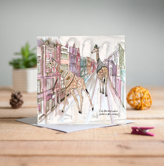 Giraffes In The City Greetings Card - Pack of 6