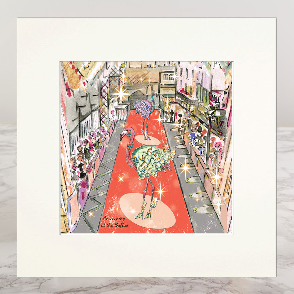 Flamingos In The City Mounted Print