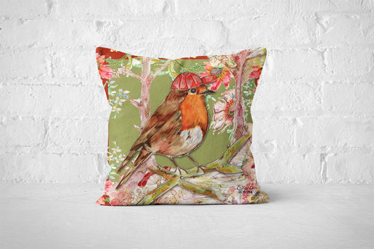 Whimsical Robin Cushion