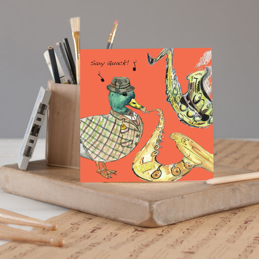 Saxophone Greeting Card (Original) - Pack of 6