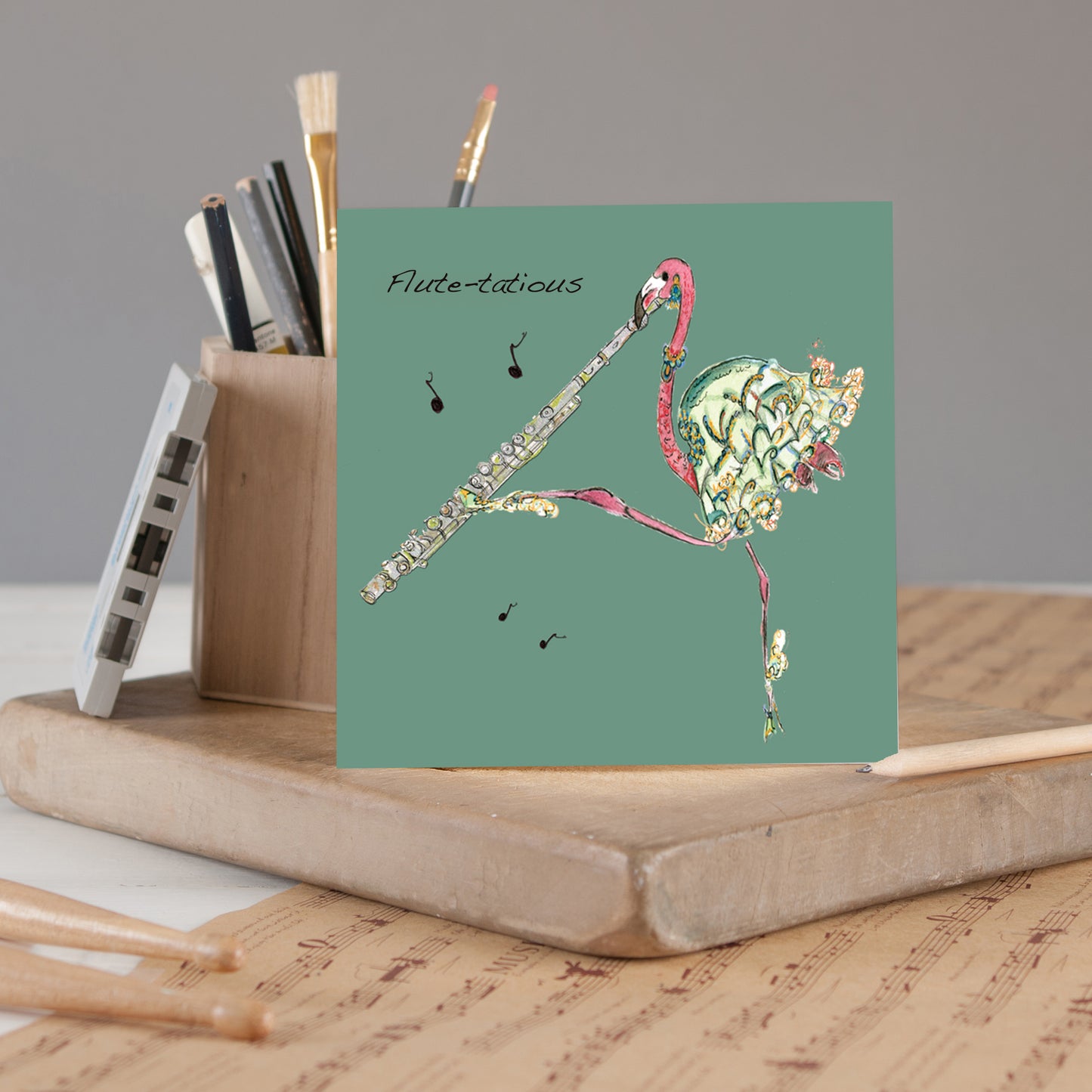 Flute Greeting Card (Original) - Pack of 6