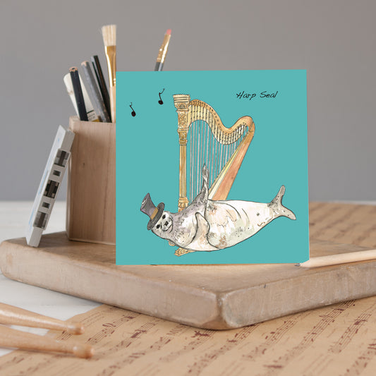 Harp Greeting Card (Original) - Pack of 6