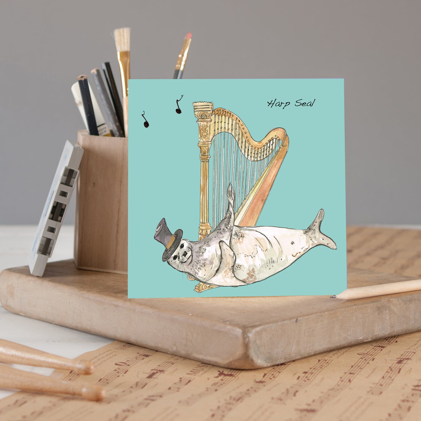 Harp Greeting Card - Pack of 6