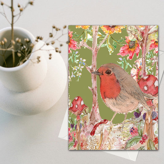 Whimsical Robin Greeting Card (120 X 170) - Pack of 6