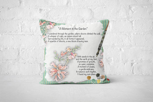 A Moment in the Garden Cushion - The Painted Poem