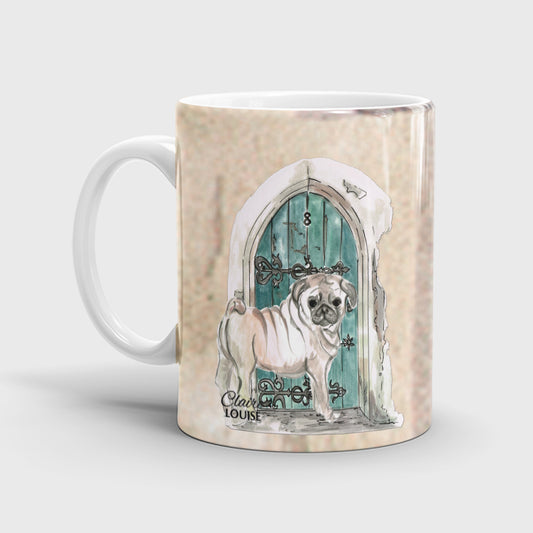 At Home With Pug Ceramic Mug