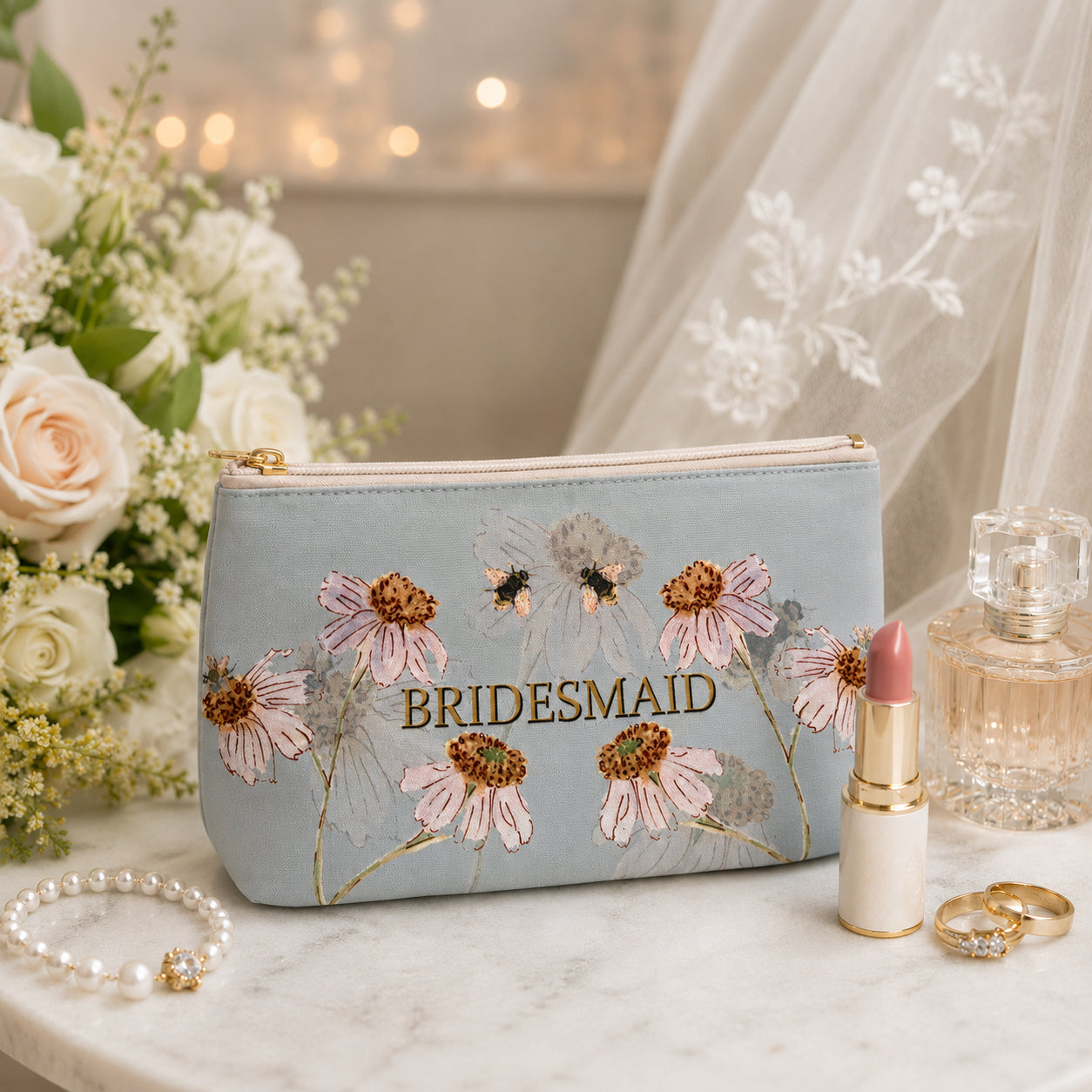Bridesmaid Daisies Cosmetic Bag