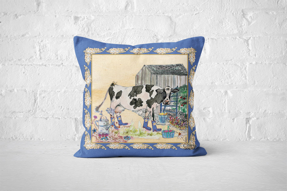 Cow Bouquet Boots Cushion