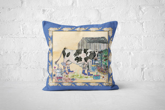 Cow Bouquet Boots Cushion