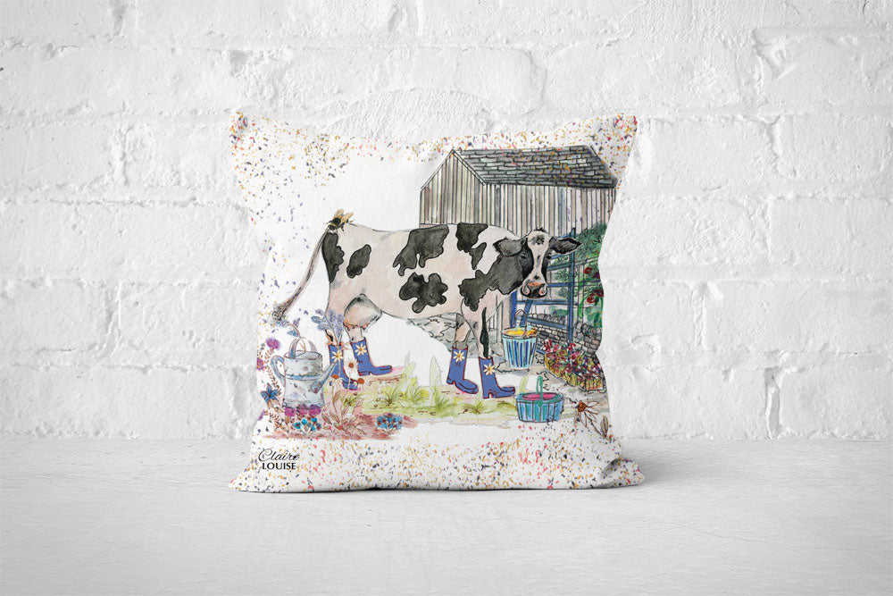 Cow Bouquet Boots White Cushion