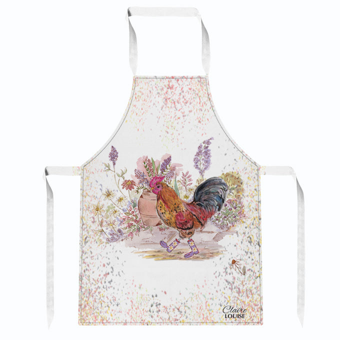 Cockerel Bouquet Boots Kitchen Apron