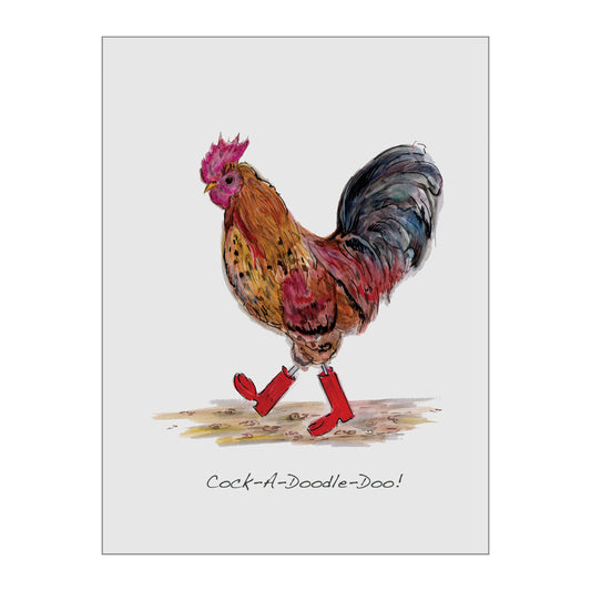 Cockerel In Boots Glass Wall Art