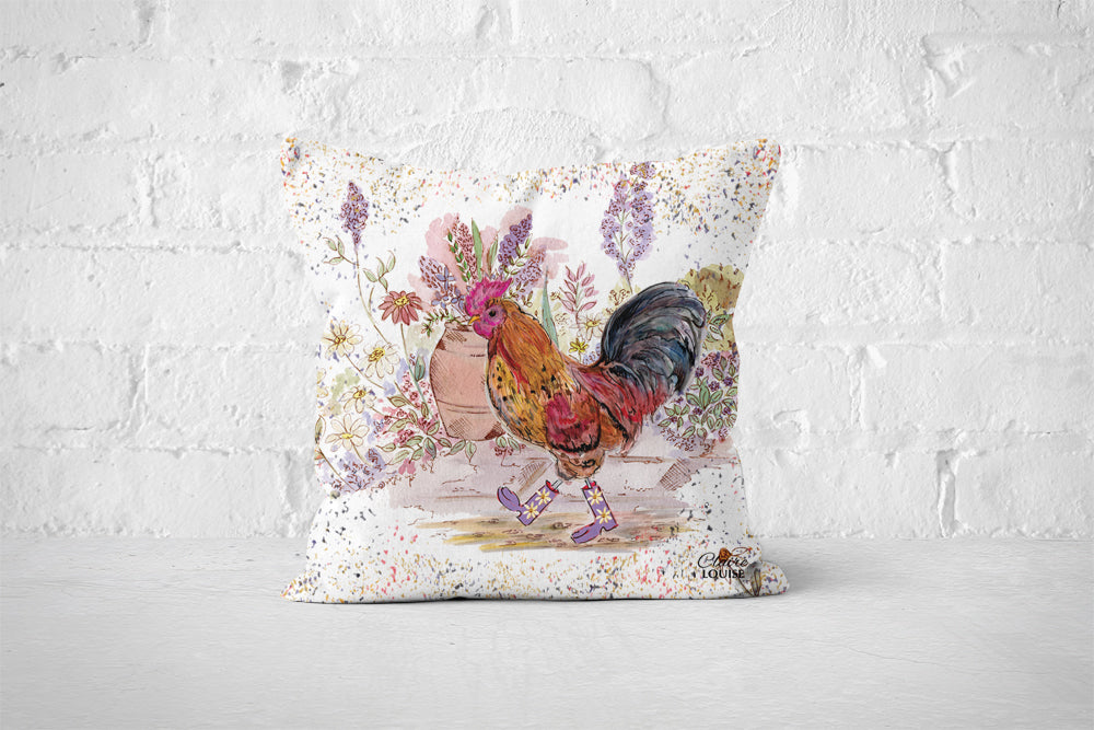 Cockerel Bouquet Boots White Cushion