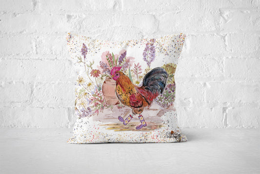 Cockerel Bouquet Boots White Cushion