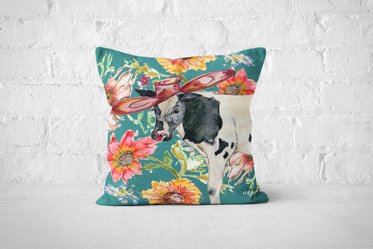 Cottage Floral Cow Cushion