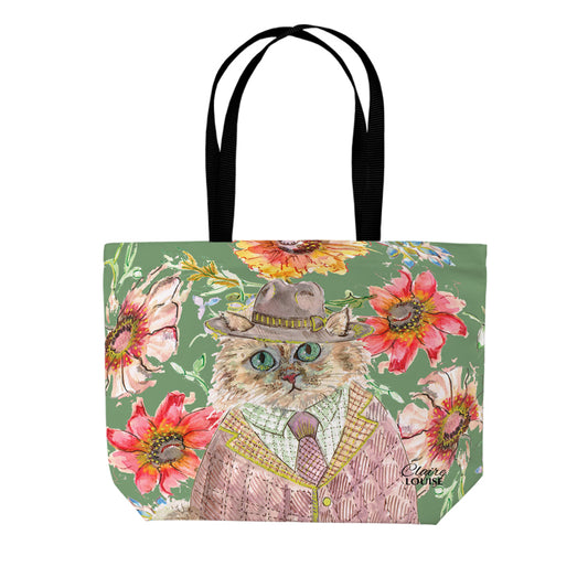 Cottage Floral Cat double sided print shopper